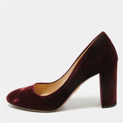 prada pointed velvet heel|Prada heels.